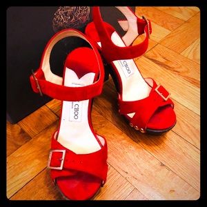 Jimmy Choo Suede Studded Block Heel